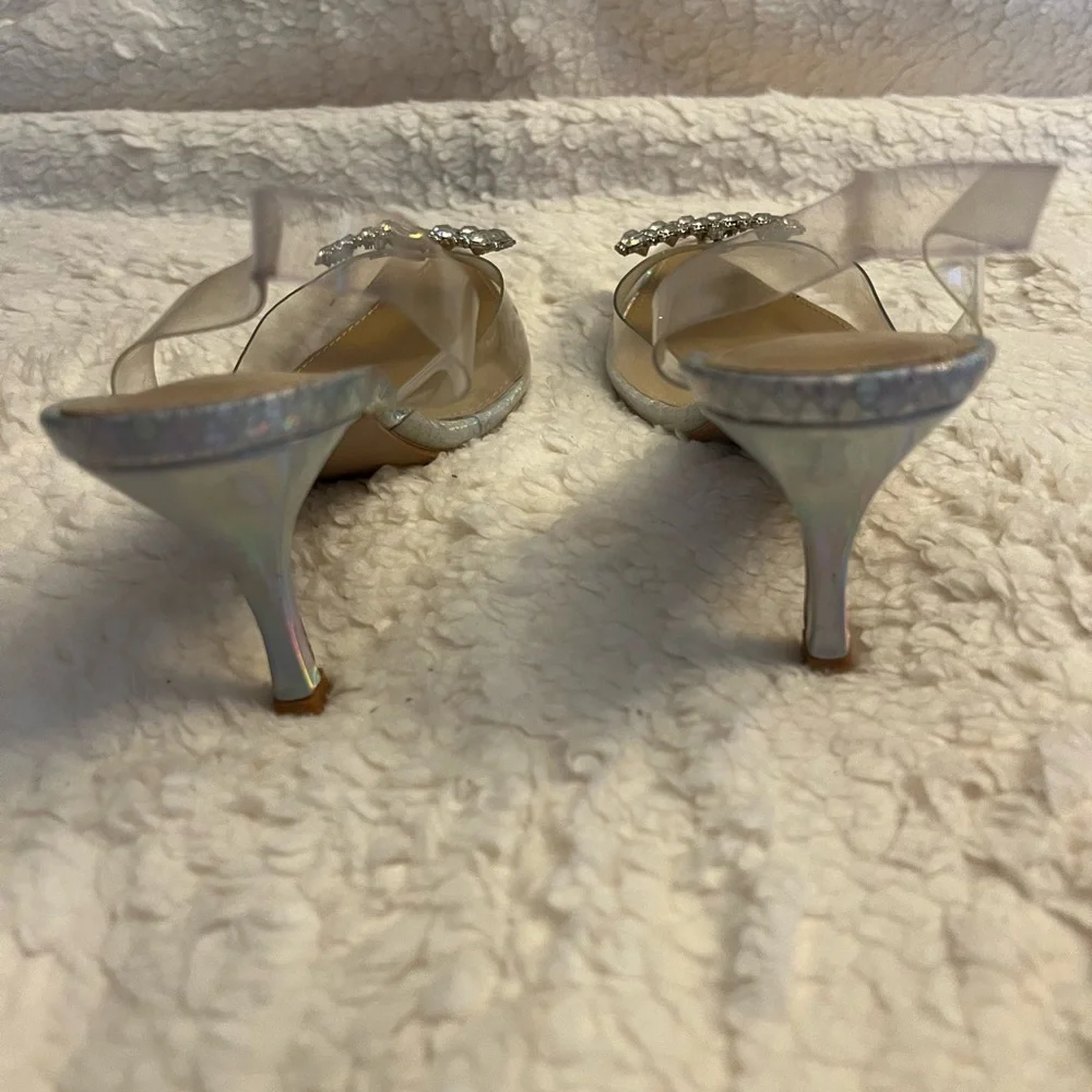 Shoe Dazzle Clear Kitten Heels with Rhinestone Detail - Picture 5 of 5